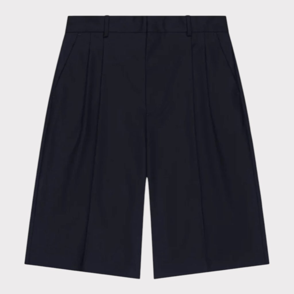 From HERMAN Pleated Shorts Wool Dark Navy