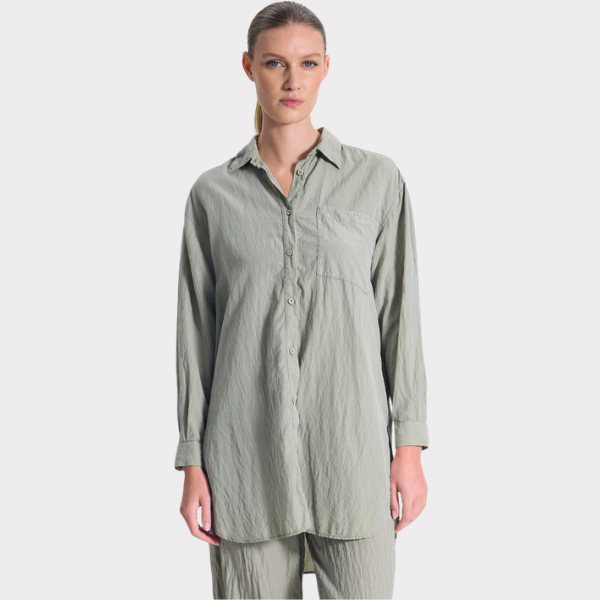 Transit faded green silk blend shirt