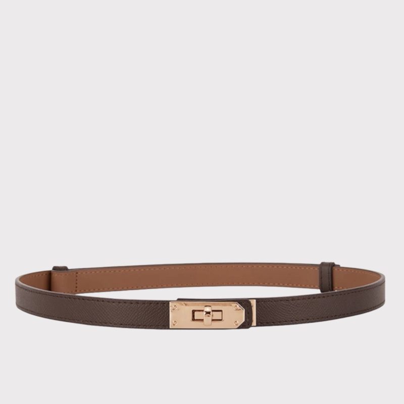 PLISSE RINGO BELT DARK BROWN - GOLD