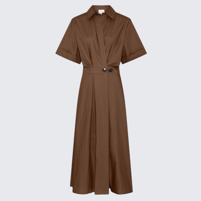 la rouge pia dress short slv brown