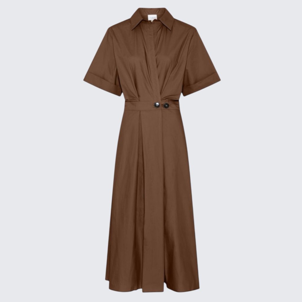 la rouge pia dress short slv brown